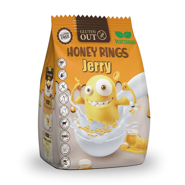 JERRY - Snídaňové kroužky medové, bez lepku, 375g